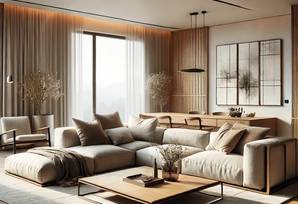 Dall e 2025 03 12 16 59 39   a modern  minimalist living room in a high end residential building  the space features a neutral color palette with beige and light grey tones  a lar  1 - Attribut alt par défaut.